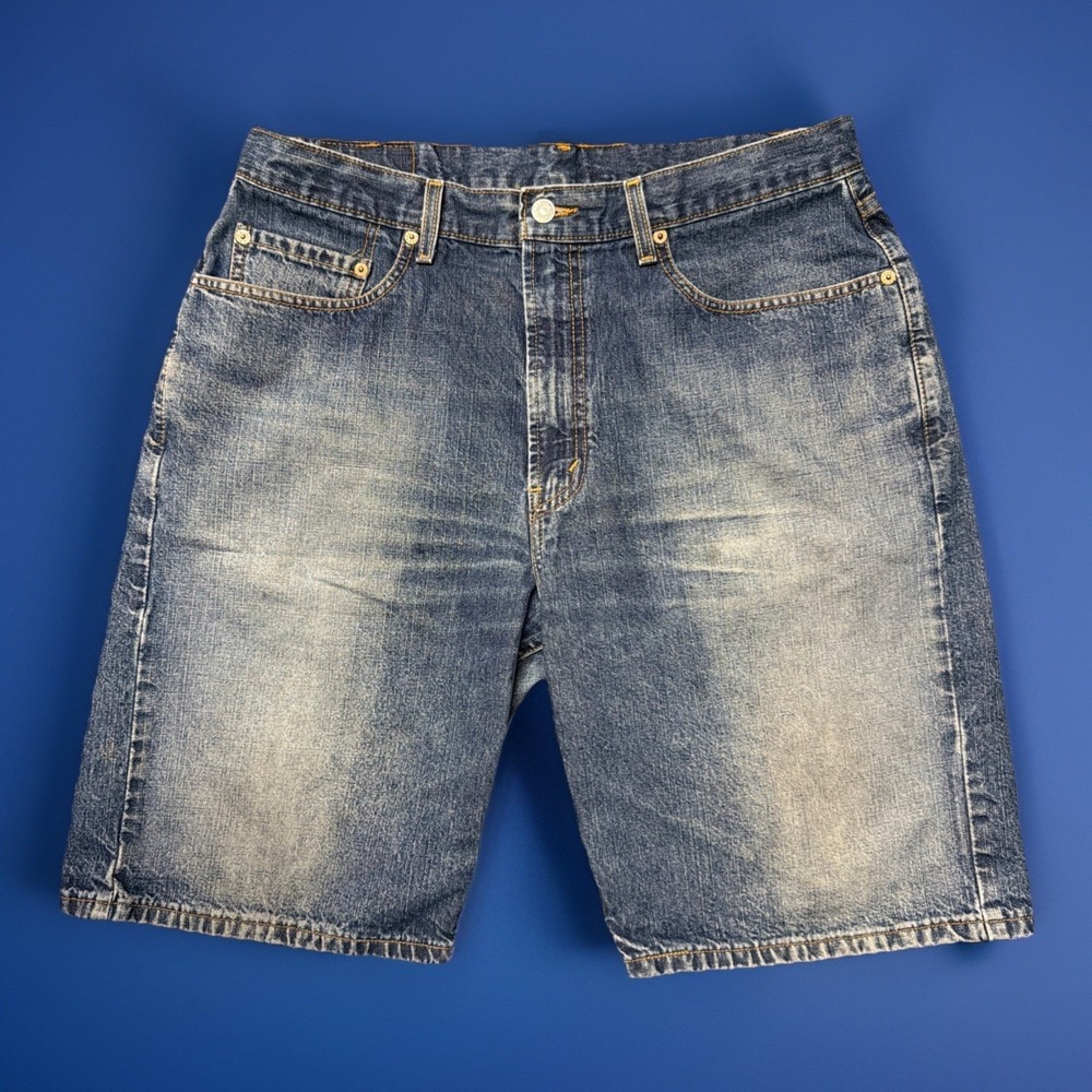 VTG Y2K Levis 569 Shorts Mens 34 Blue Denim Loose Straight Jean Jorts Good Fade